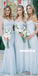Mismatched Different Styles Chiffon Light Blue A Line Cheap Bridesmaid Dresses, WG104