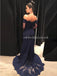 Off Shoulder Long sleeve Prom Dress, Satin Tulle Prom Dress, Applique Mermaid Prom Dress, KX107
