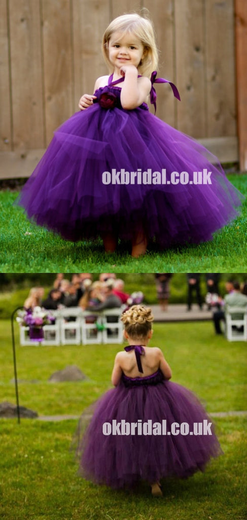 Purple Tulle Flower Girl Dresses, Simple Cheap Little Girl Dresses, KX1151