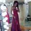 Red Spaghetti Straps Backless Prom Dress, A-Line Slit Sleeveless Prom Dress, KX133