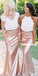 Mismatched Two Pieces Chiffon Sparkly Sequin Mermaid Charming Floor-Length Bridesmaid Dress, FC1493