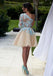 One Shoulder Sleeve Short Chiffon Homecoming Dresses, 220015