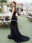 Black Tulle Mermaid Backless Organza Bridesmaid Dress, FC1755