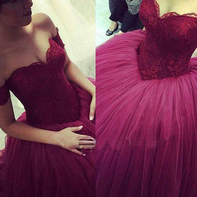 Purple Ball Gown Prom dresses, Long Tulle prom dresses, A line prom dresses, prom dresses 2017, Purple Evening Dresses, 17017