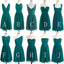 Teal Green Chiffon Mismatched Different Styles Knee Length Cheap Short Bridesmaid Dresses, WG185