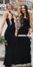Black Square Neckline Jersey Backless Bridesmaid Dress, FC2711