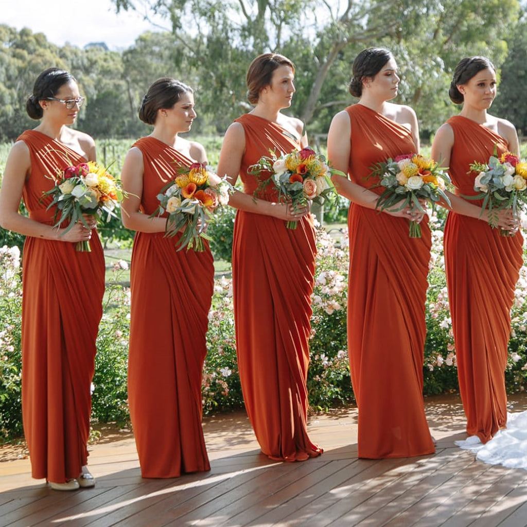Charming One Shoulder Jersey Pleated Bridesmaid Dress, FC2736