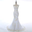 Long Wedding Dress, Sleeveless Wedding Dress, Mermaid Wedding Dress, Applique Bridal Dress, Sequin and Pearl Wedding Dress, Lace Honest Wedding Dress, LB0308