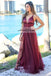 Spaghetti Straps Tulle Prom Dress, Sequin Top Prom Dress, Slit Backless Prom Dress, KX334