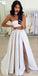 Two Pieces A-line Backless Sexy Slit Simple Prom Dress, FC4003