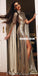 Sparkle Sequin Mermaid Long Sleeves Sexy Slit Prom Dresses, FC4172