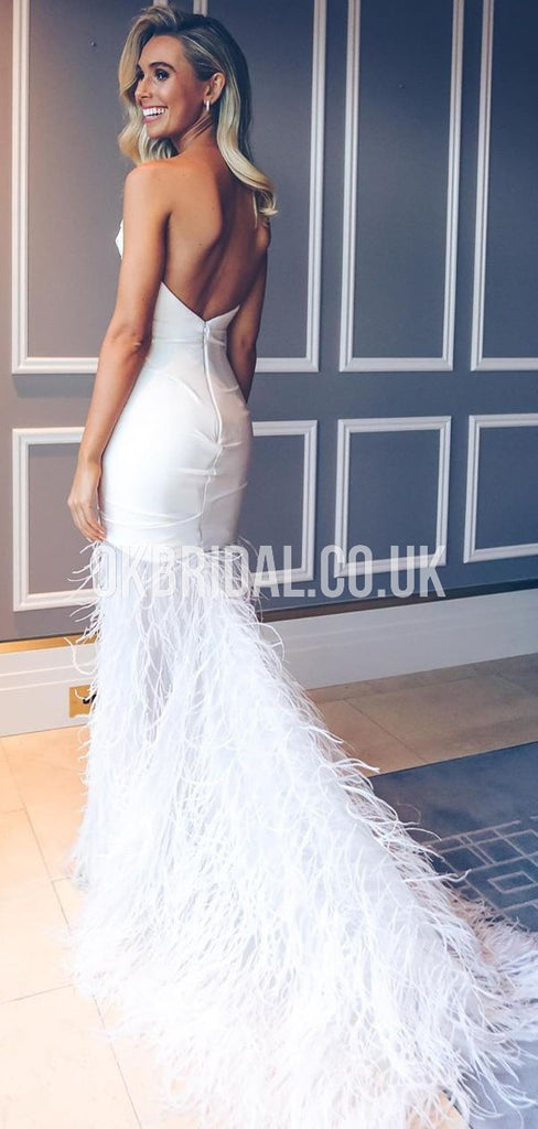Simple Mermaid Sweetheart Jersey White Prom Dress , FC4334
