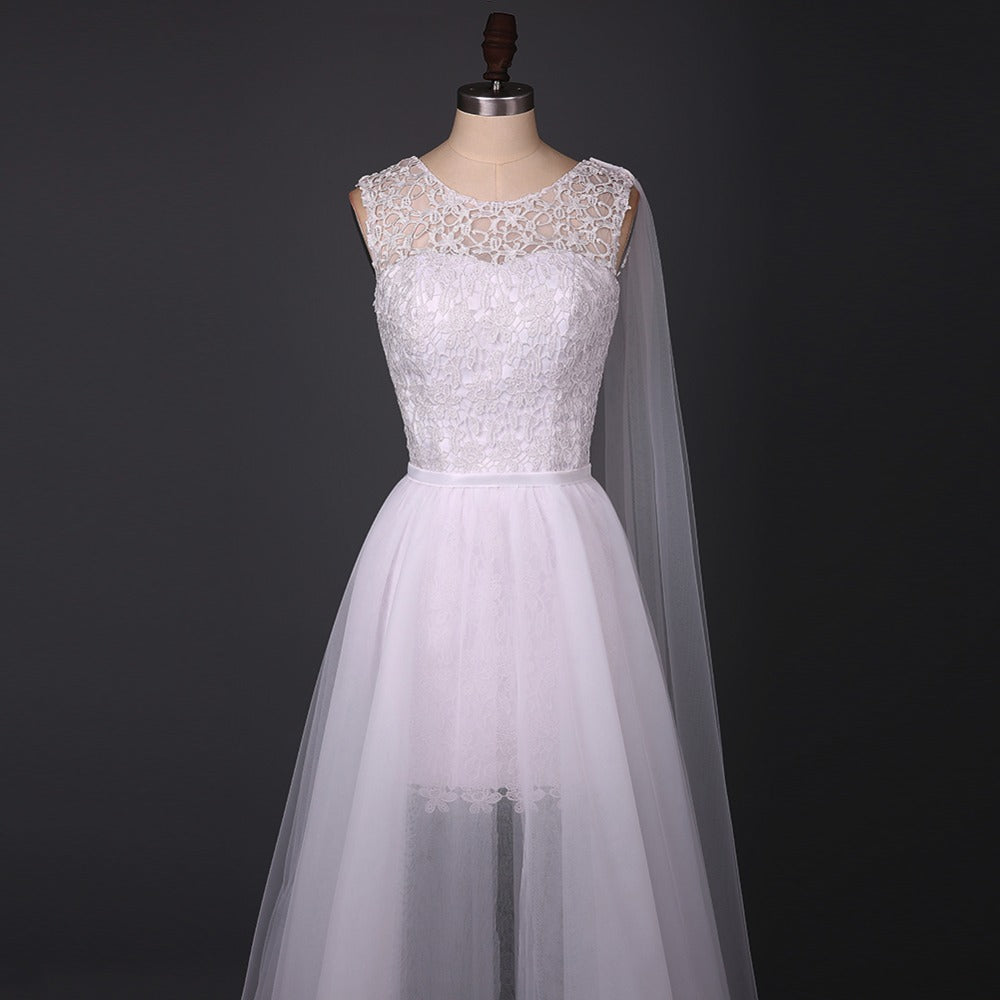 Long Wedding Dress, Tulle Wedding Dress, A-Line Bridal Dress, See Through Wedding Dress, Beach Wedding Dress, Sleeveless Wedding Dress, Lace Wedding Dress, LB0442
