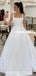 Elegant A-line Satin Simple Floor-length Wedding Dresses, FC4659