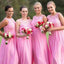 Chiffon Bridesmaid Dress, Sleeveless A-Line Bridesmaid Dress, Lace Bridesmaid Dress, LB0467