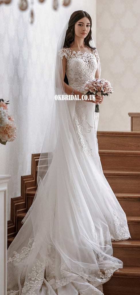 Gorgeous Lace A-line Chiffon Long Wedding Dresses, FC4961
