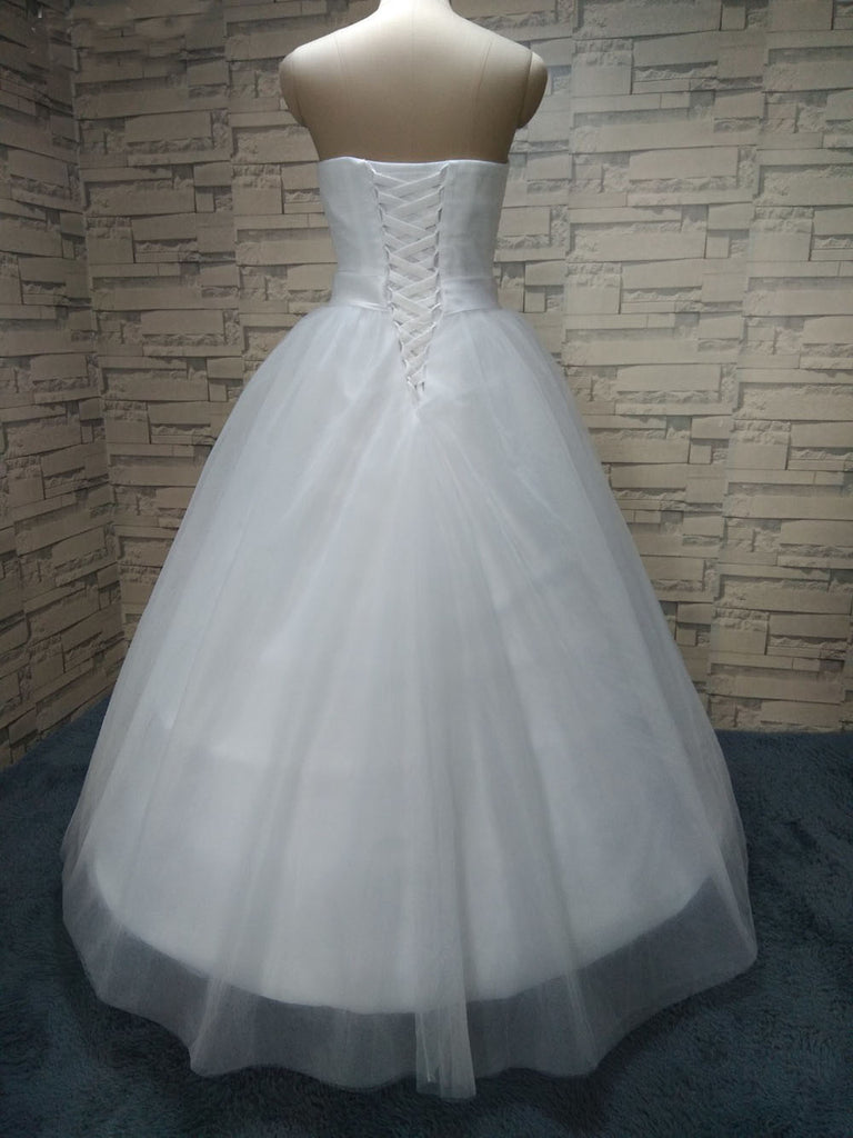 New Arrival Sweet Heart Sleeveless Elegant Tulle Floor-Length Rhinestone Wedding Dresses,220053