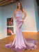 Spaghetti Straps Mermaid Satin Sweetheart Long Prom Dresses, FC5790