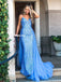 Fabulous Lace Spaghetti Straps V-neck Mermaid Tulle Long Prom Dresses, FC5811