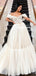 Charming Off Shoulder Tulle A-line Backless Long Wedding Dresses, FC5883