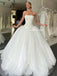Stunning A-line Straight Neck Pearl-Beaded Wedding Dresses, FC5918