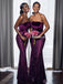 Gorgeous Purple Mermaid Lace Backless Long Bridesmaid Dress, FC5959