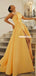 Elegant A-line Satin Sexy Slit Backless Long Prom Dresses, FC6050