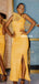Spaghetti Strap Mermaid Soft Satin Slit Tulle Bridesmaid Dress, FC6097