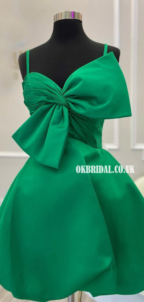 Sweetheart A-line Green Satin Princess Homecoming Dress, FC6137