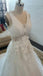 Charming V Neck Handmade Flowers Pretty See Through Back Bridal Gown, WG618