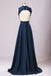 New Long Lace Top Bridesmaid Dresses, Navy Blue Chiffon Bridesmaid Dresses, 220062