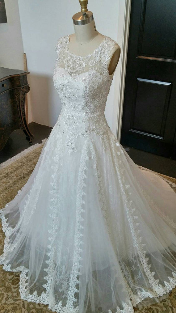 Charming Romantic Lace Beaded Lauxury Affordable Long Wedding Dresses, WG622