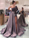 Gorgeous Long Sleeve Beaded Satin Prom Dresses with Detachable Skirt, FC6234