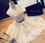 Sleeveless Homecoming Dress, Tulle Homecoming Dress, Applique Knee-Length Homecoming Dress, LB0715