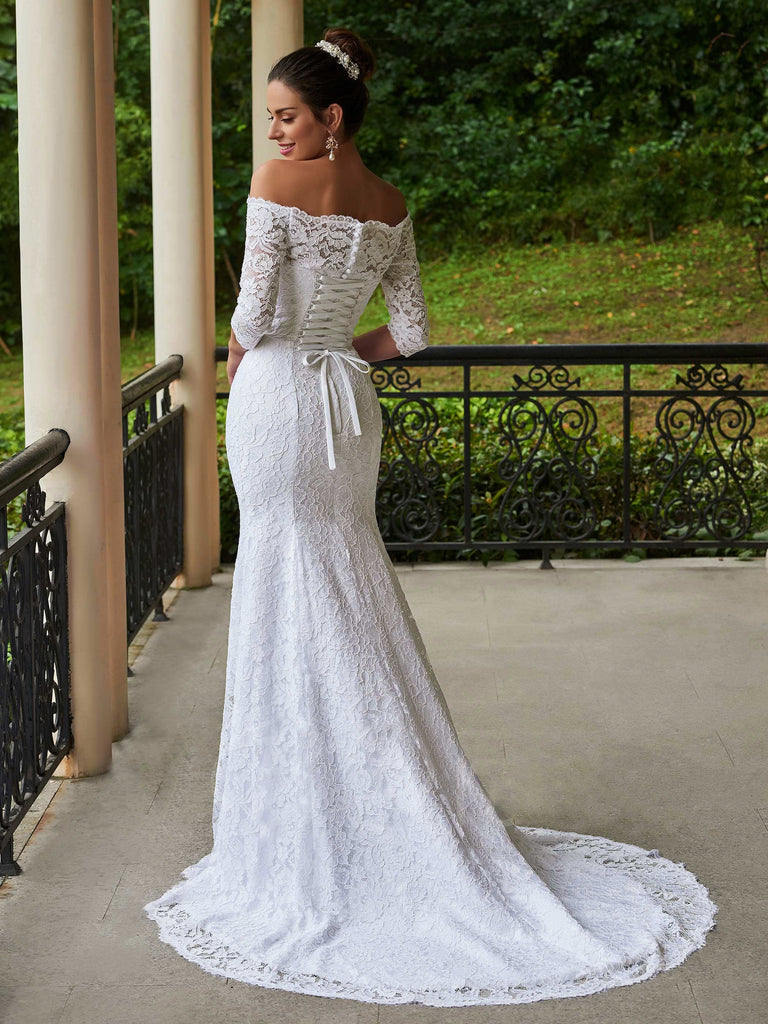 Long Wedding Dress, Gorgeous Wedding Dress, Off Shoulder Wedding Dress, Lace Bridal Dress, Mermaid Wedding Dress, Custom Made Wedding Dress, LB0744