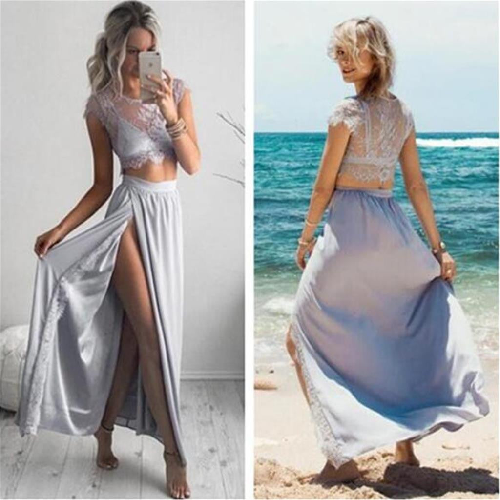 Two Pieces Prom Dresses,Cap Sleeves Prom Dresses,Side Slit Prom Dresses,Cheap Prom Dresses,Beach Party Dresses,Newest Prom Dresses ,Prom Dresses Online,PD0089