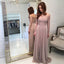 Elegant Off Shoulder Lace Top A-Line Chiffon Cheap Long Bridesmaid Dresses, FC1582