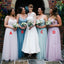 Different Colors Spaghetti Straps Backless A-Line Tulle V-Neck Bridesmaid Dresses, FC1125