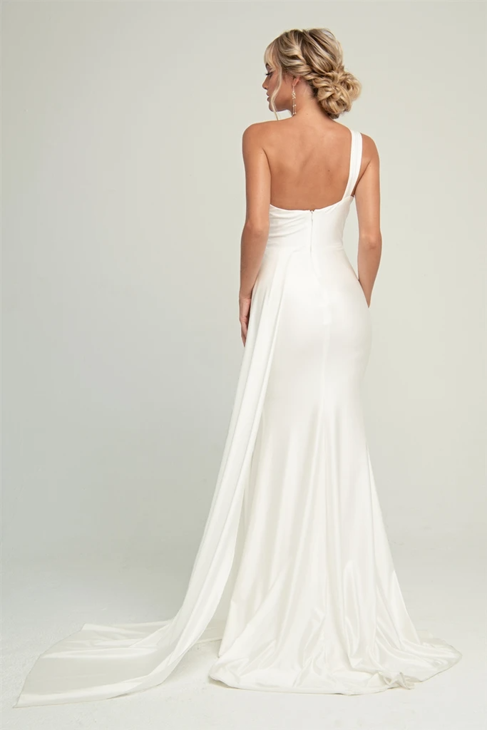 Fashion One Shoulder Mermaid Sleeveless Backless Bridesmaid Dress, FC6030