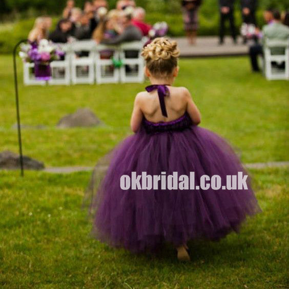 Purple Tulle Flower Girl Dresses, Simple Cheap Little Girl Dresses, KX1151