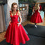 Elegant Red A-line Satin Backless Homecoming Dress with Pockets, FC1838