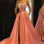 Charming Sweetheart A-Line Satin Backless Slit Applique Prom Dresses, FC2043