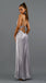Silver Spaghetti Straps Backless Floor-Length Sheath Prom Dress, FC2355