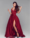 Elegant A-line Satin Backless Sexy Slit Long Prom Dress, FC2541