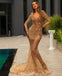 Sexy Mermaid Beaded Long Sleeves Luxury Long Prom Dress, FC4109