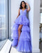 Long A-line Tulle Sleeveless High-Low Lilac Charming Prom Dress, FC4159