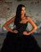 Stunning Black A-line Tulle Sexy High Slit Sequin Dresses, FC6536