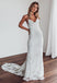 Charming White Lace Mermaid Sleeveless Cross Back Wedding Dresses, FC1761