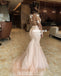 Newest Long Sleeves Lace Appliques Mermaid Tulle Wedding Dresses, FC4046